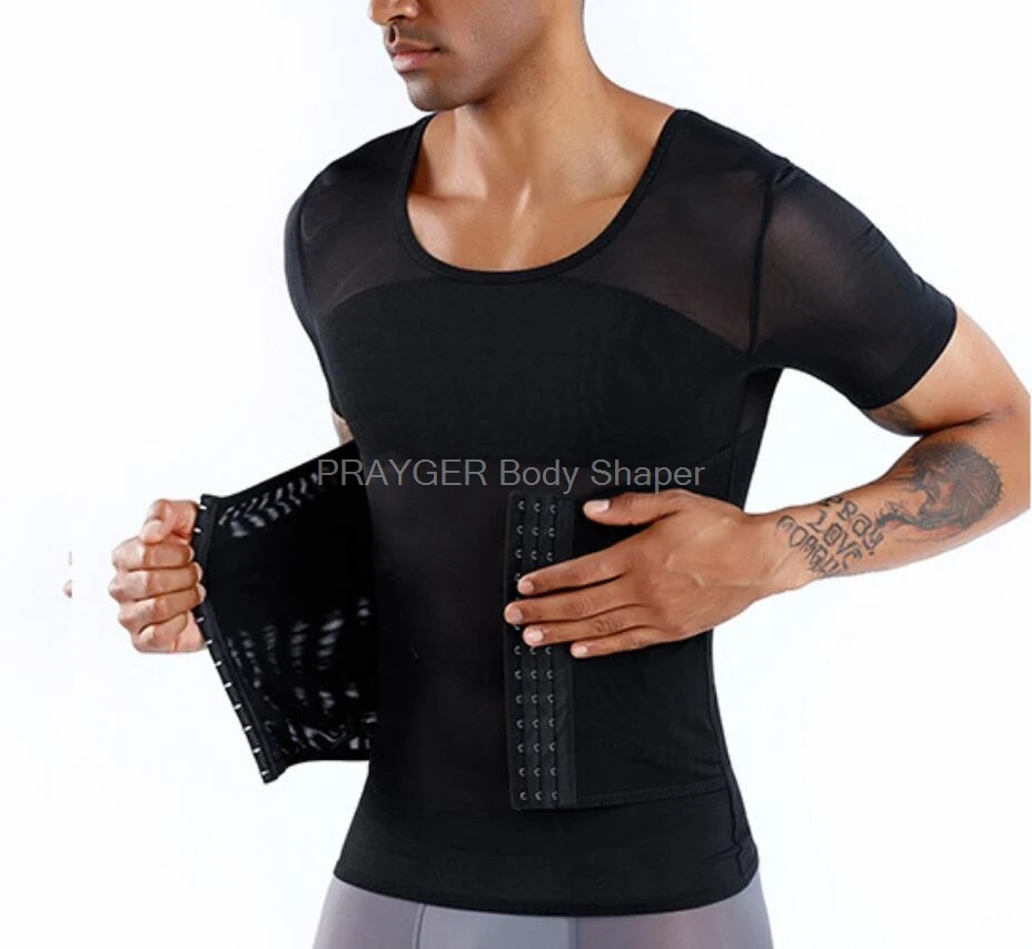 Men Slimming Body Shaper Chest Compression Belly Abdominal Corrector Building Undershirt Gynecomastia Trimmer Tops