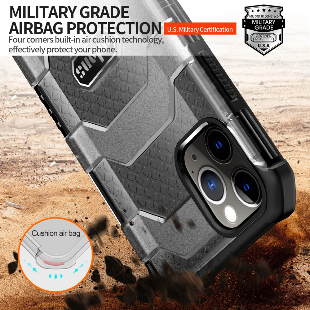 

For Apple iPhone 12 11 Pro Max X XS MAX XR 7 8 Plus SE 2020 12 Mini Military Rugged Armor Case Drop-tested Protection Back Cover