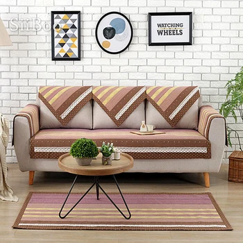 

Pastoral lace decor stripe weaving cotton sofa cover slipcovers canape furniture couch covers sectional fundas de sofa SP4967