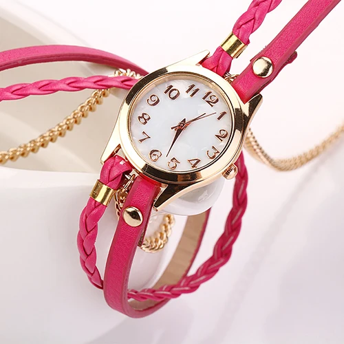 Женские часы, винтажные, многослойные, искусственная кожа, сплав, плетеный браслет, наручные часы, ювелирные часы, женские часы, Relogio Feminino Reloj