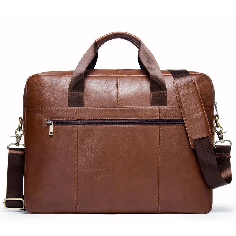 

Single Shoulder Package Oblique Satchel Head Layer Cowhide 15.6 Inch Man Business Briefcase laptop messenger bag men leather