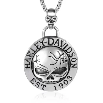 

hemiston Retro 1903 big eye skull Ghost Head Pendant titanium steel man Necklace