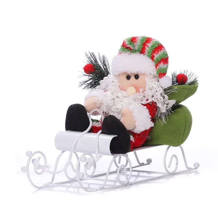

2020 Christmas decorations desktop ornaments holiday props scene layout sleigh cart Santa doll plush foam home children's toys
