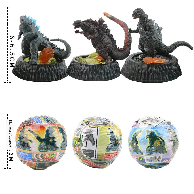 3pcs/set Godzilla Shokugan Godzilla 