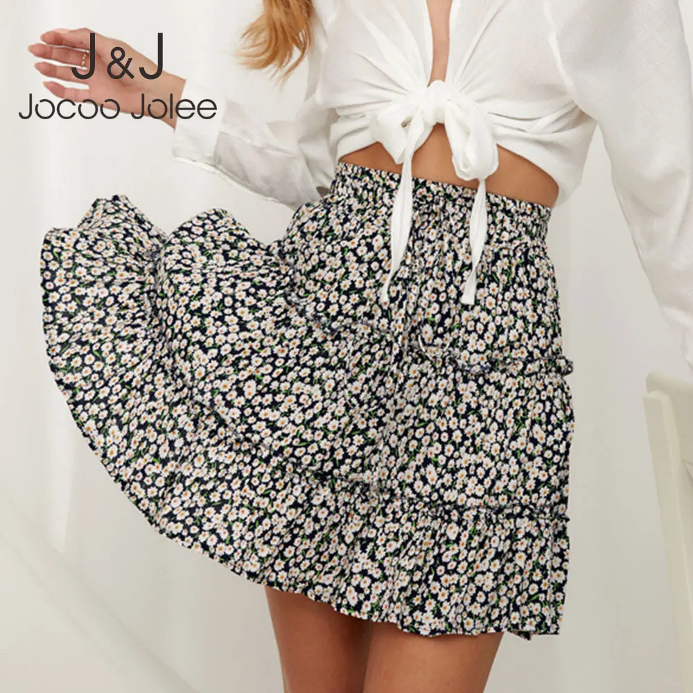 Jocoo Jolee Women Summer Floral Print Pleated Mini Skirt Elegant High waist Short Beach Holidays Casual Skirt Boho Cotton 2XL Jocoo Jolee Women Summer Floral Print Pleated Mini Skirt Elegant High waist Short Beach Holidays Casual Skirt Boho Cotton 2XL
