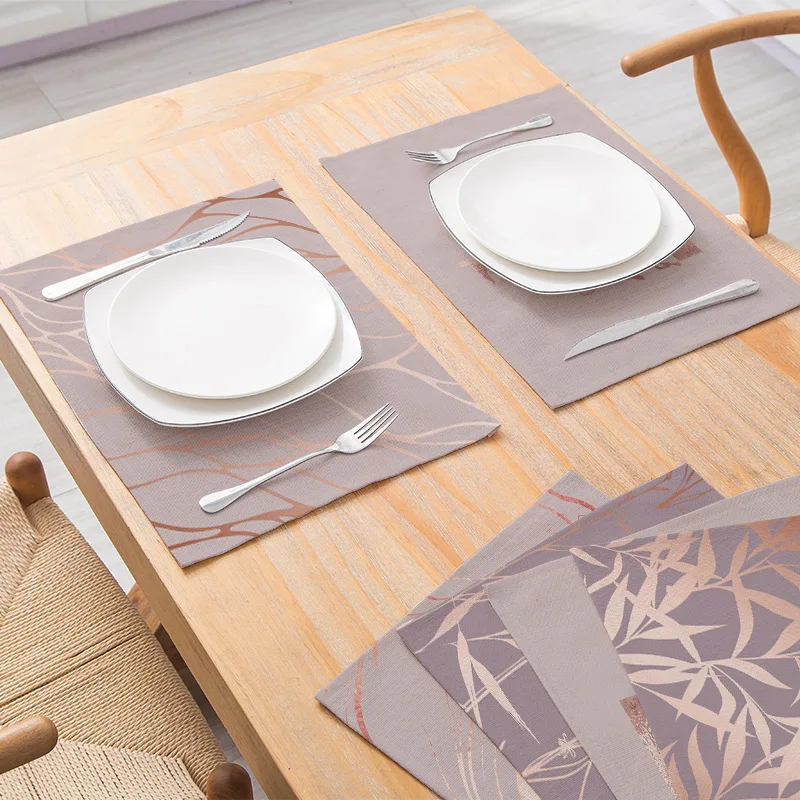 

4pcs/lot Table Decoration Tool Waterproof Insulation Placemat Rectangular Plate Bowl Pad Pad Cotton Linen Tablecloth