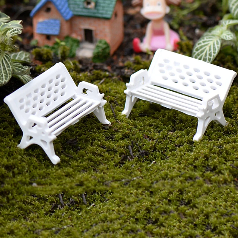 Белая скамейка Сказочный Сад, миниатюра, украшение для парка, мох, суккулент, микро экологический ландшафт, аксессуары для бутылок