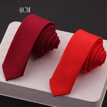 

High Quality 2020 New Designers Brands Fashion Business 4cm Slim Ties for Men Matte Solid color Necktie Party Wedding with Gift