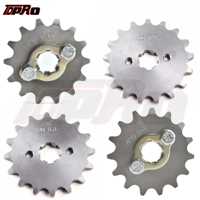 TDPRO 420 17 мм Cog 14 T/15 T/16 T/17 T передняя Звездочка двигателя подходит для мотоцикла ATV Gokart 50cc 70cc 90cc 110c 125cc питбайк