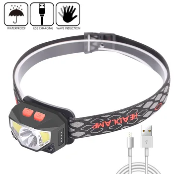 

Portable IR Sensor LED Headlamp USB Rechargeable Waterproof Outdoor Camping Hunting Fishing Head Torch Light Searchlight