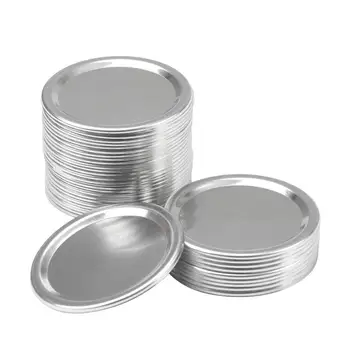 

10 set Regular Mouth Mason -Type Lids Leak Proof Non Splash Sealing Caps Stainless Steel Metal Drinking Jar Canning Covers