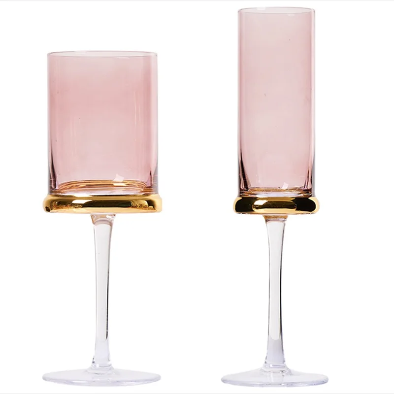 High Foot Cups Floating European Glass Red Wine Cup Net Red Wine Cup Household Champagne Cup Coloured Candlestick Decorated