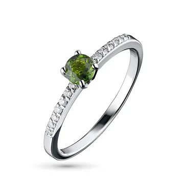 

White gold ring with a diamond and chrome-diopside e0905kts04153600