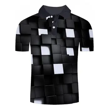

ZOOTOP BEAR 2019 Summer Hot Polo Shirt Men Short Sleeve Polo Shirt Red square 3d printed Shirts Slim Fit Cotton Men's Polo Shirt