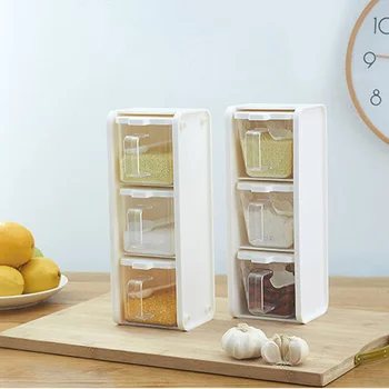 

Fashion Spice Jar Stocked Drawer Type 3 Grid Chopsticks Storage Seasoning Box Spoon Boxes Spices Storage Kitchen Tool