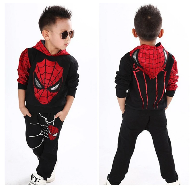 От 3 до 8 лет комплект одежды с человеком-пауком для маленьких мальчиков, хлопковый спортивный костюм модный детский костюм с человеком-пауком детский спортивный костюм, одежда A1