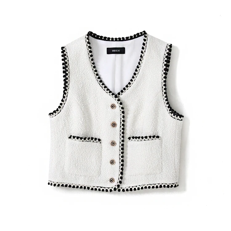 

New limited supply Amoi minus age top small white fragrant wind restoring ancient ways delicate outer wear vests female