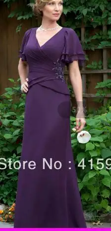 Фиолетовый Фиолетовый farsali vestido de madrinha novia короткий рукав расшитый бисером размера плюс платья для матери невесты вечернее шифоновое платье - Цвет: Фиолетовый