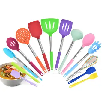 

15PCS/Set Silicone Kitchen Utensils Set with Stainless Steel Handles Multicolor Silicone Heat Resistant Non-stick Kitchen