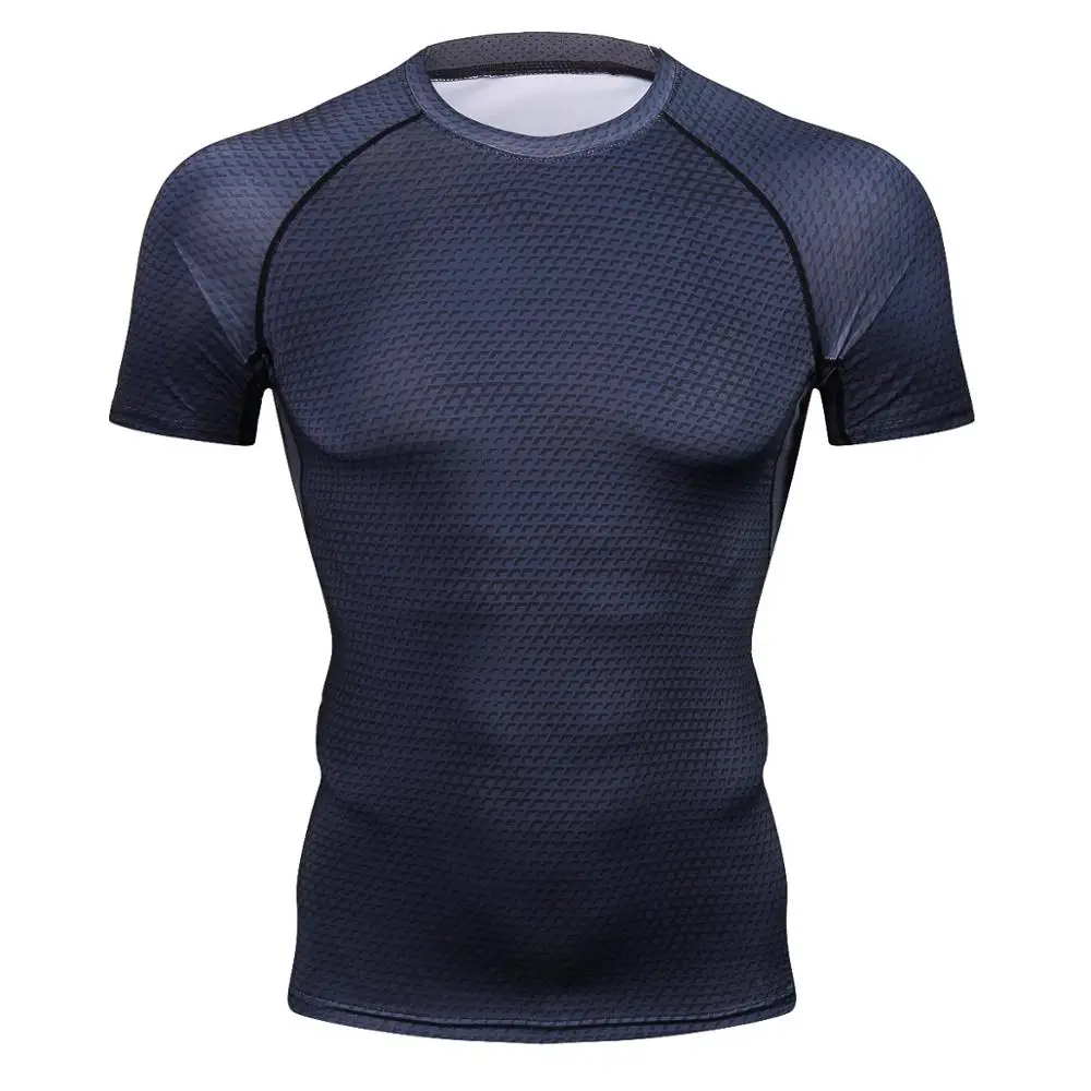 Мужские спортивные футболки для бега, для тренажерного зала, фитнеса, тренировок, компрессионная облегающая футболка, мужские топы для бодибилдинга, быстросохнущие футболки с эластичной силой