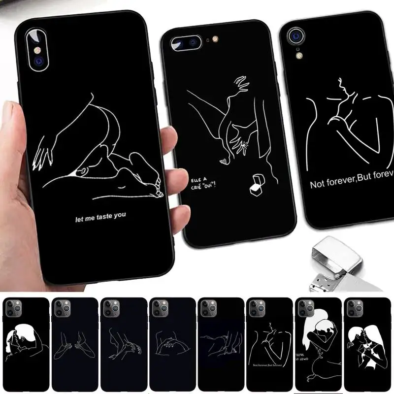 Чехол для iPhone 13 8 7 6 6S Plus X 5S SE 2020 XR 11 12 pro XS MAX черный эстетичный | Мобильные телефоны и