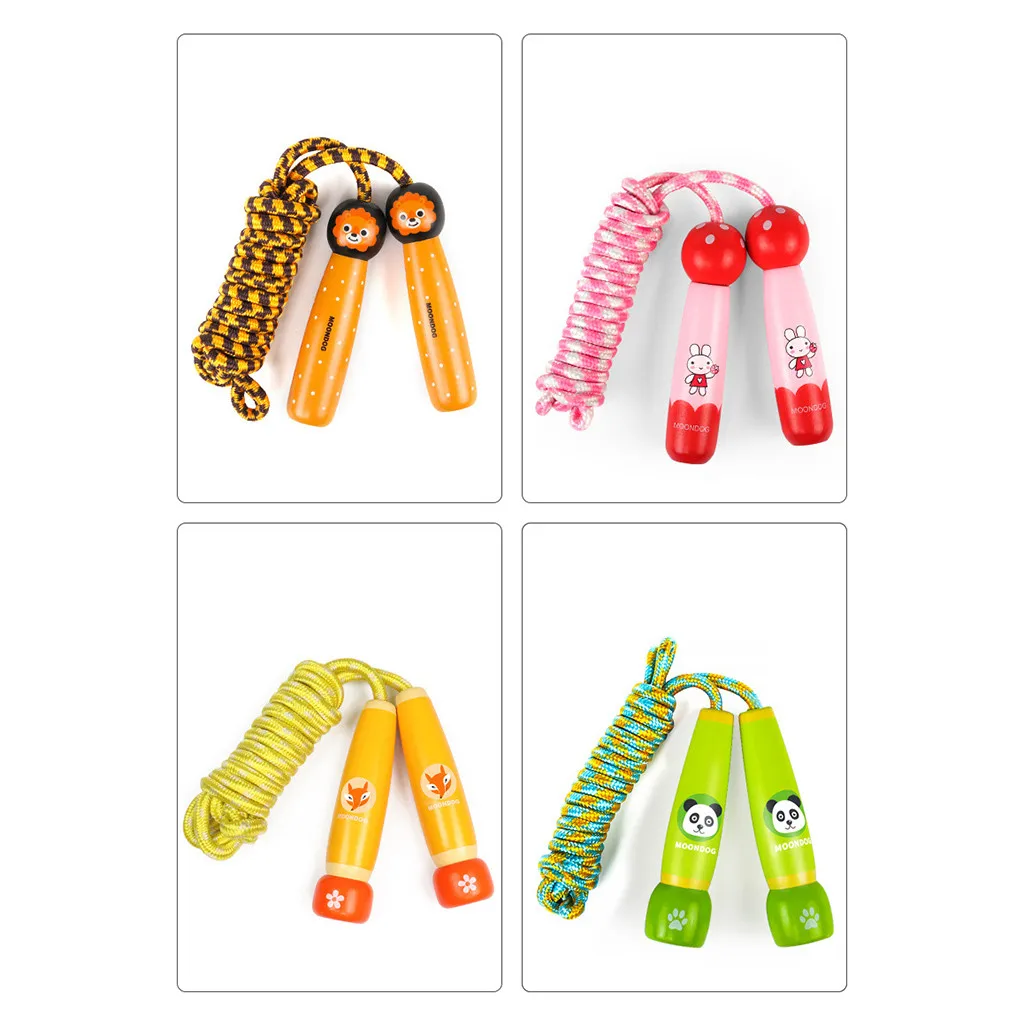 Outdoor&Sport Wooden Cartoon Handle Exercise Fancy Fitness Workout Adjustable Rope Skipping Sports Exercise Cardio Equipment 47