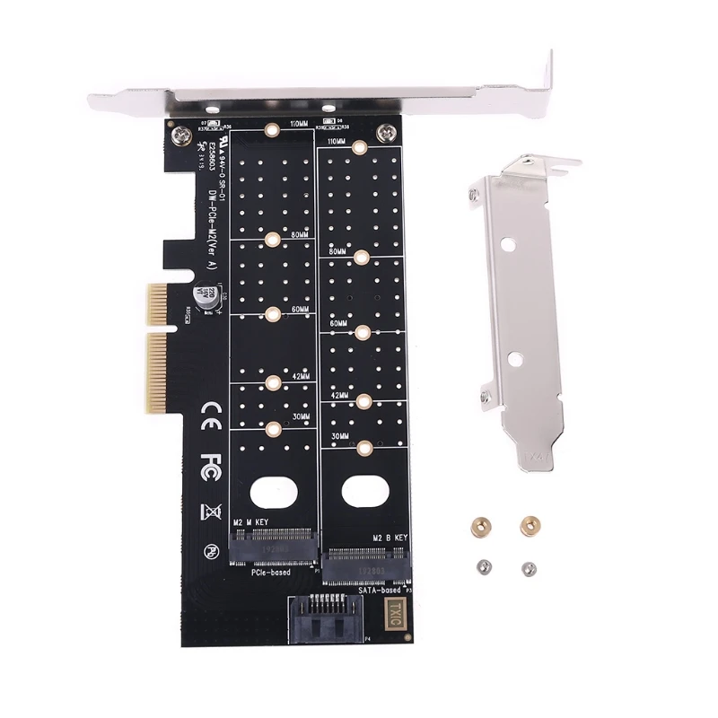 

PCIE to M2 M.2 Dual NVMe SSD NGFF Adapter M Key B Key SATA Riser Expansion Card