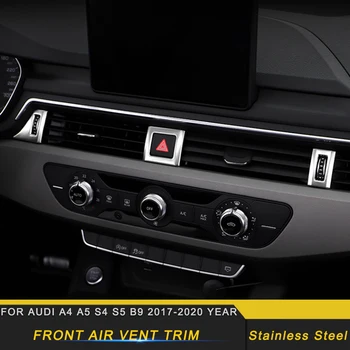 

Car Accessories Stainless Front Air Vent Outlet Trim Sticker Cover Frame Interior Decoration for Audi A4 A5 S4 S5 B9 2017-2020