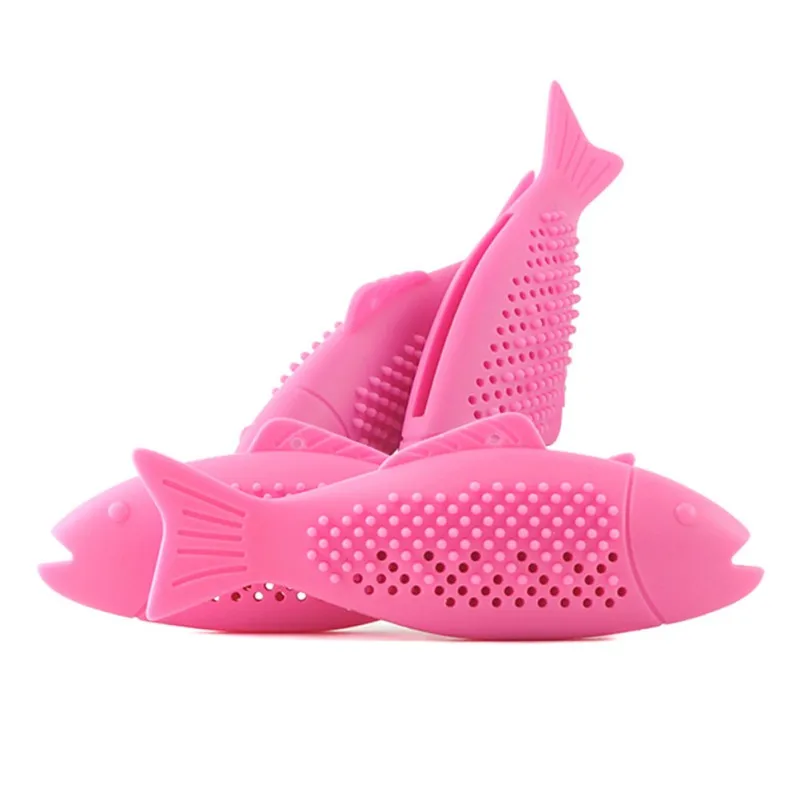 

New Cat Silicone Fish-shaped Toothbrush Toy Within Catnip Multifunction Interactive Teaser Cat Toy