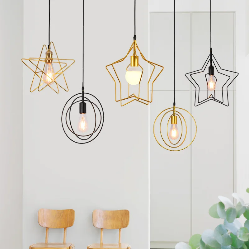 

Geometry Circle Iron Wire Gold Small Droplight Combination Flower Shop Tea Shop Restaurant Diet Shop Lighting Lamps New Products