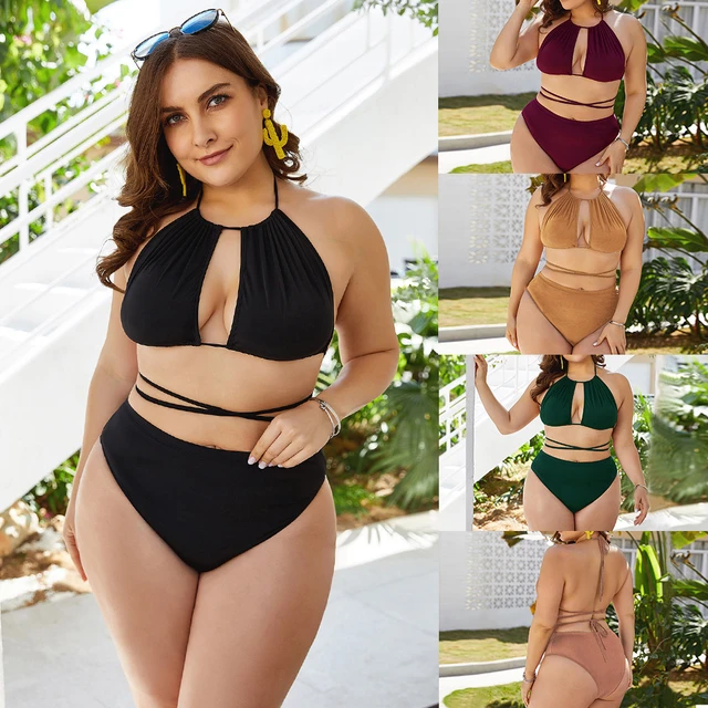 Yy41 2021 Ins Women Bikini Black Beach Clothes 2pcs Set Female Oversized  Separate Swimsuit Halter Sexy Bikinis Tops Big Sizes - Bikinis Set -  AliExpress