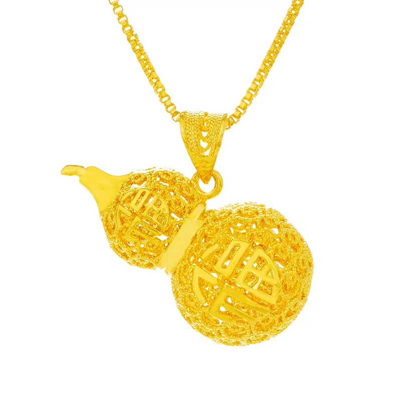 

24K gold Pendant Necklace for Women Fashion gourd Design 24K Dubai Gold Jewelry Wedding Anniversary Commemorate Jewelry