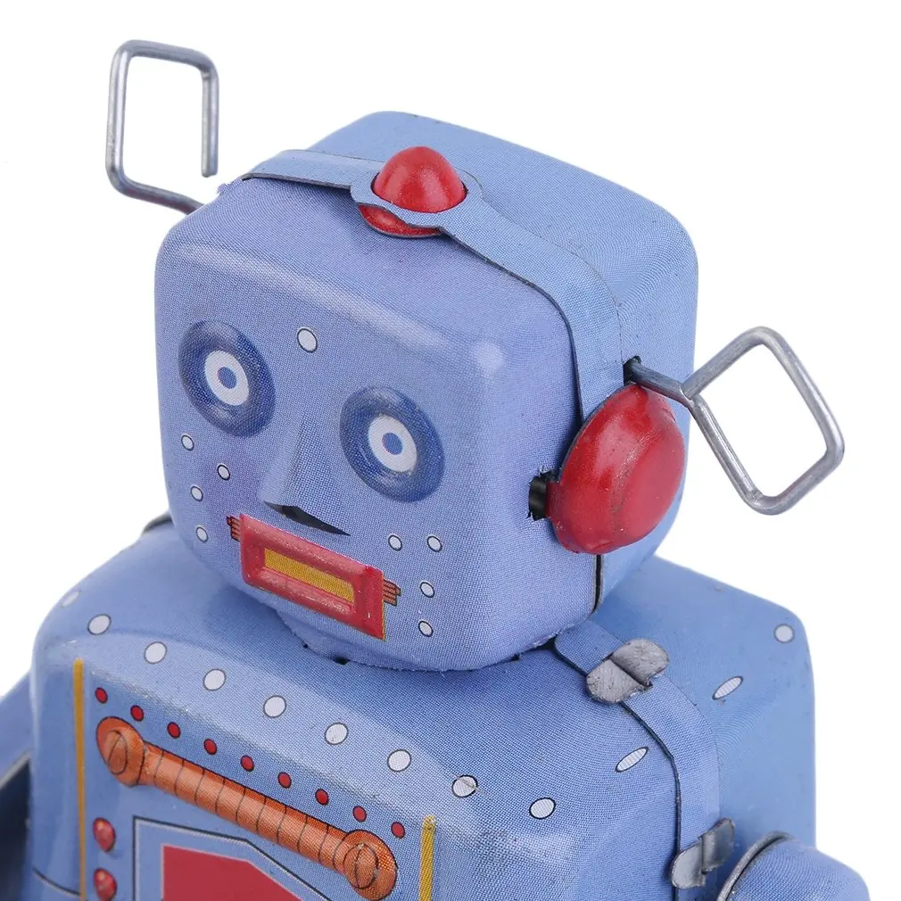 OCDAY Vintage Drumming Robot Metal Tin Clockwork Wind Up Tin Figure Toy Collectible Classic Toys For Boy Kids Christmas Gifts