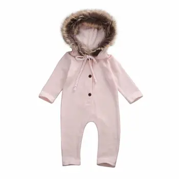 

Newborn Infant Baby Girl Boy Toddler Clothes Fuzzy Hooded Knitting Romper Solid Jumpsuit Long Sleeve Autumn Winter Warm Outfits