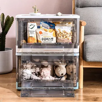 

Solid And Durable Foldable Plastic Transparent Storage Box With Wheels For Home Use
