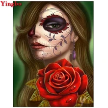 Череп женщина Роза алмазная живопись набор мозаика Алмазная вышивка фото холст для картины на индивидуальный заказ полная круглая квадратная дрель 3d картина