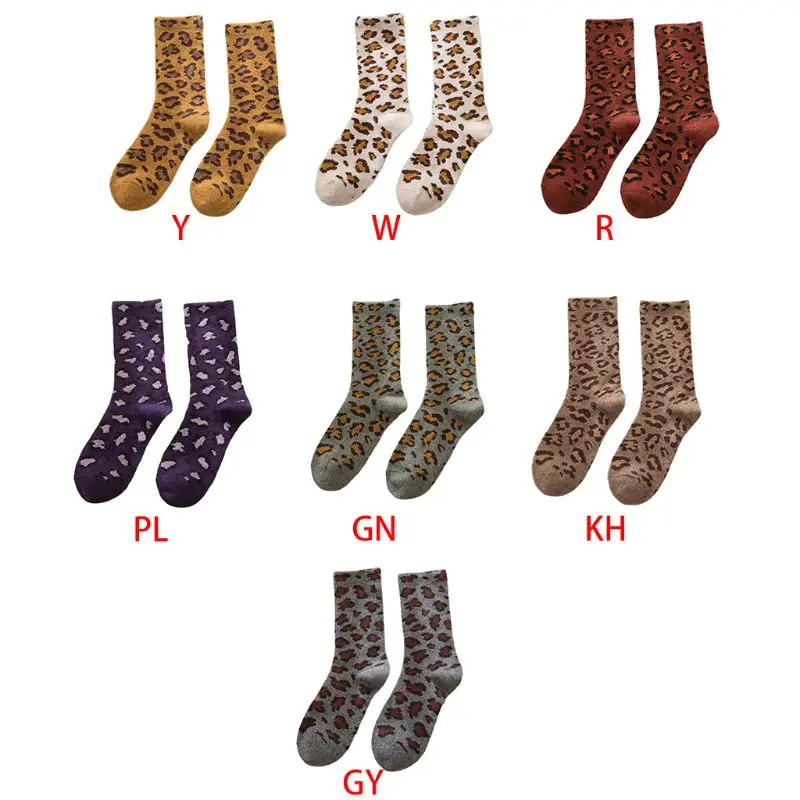 Модные женские туфли для девочек осенне-зимние носки женские туфли, плоская подошва, Повседневное Ретро Стиль с леопардовым принтом, утолщенные теплые носки чулочно-носочные 7 Стиль s
