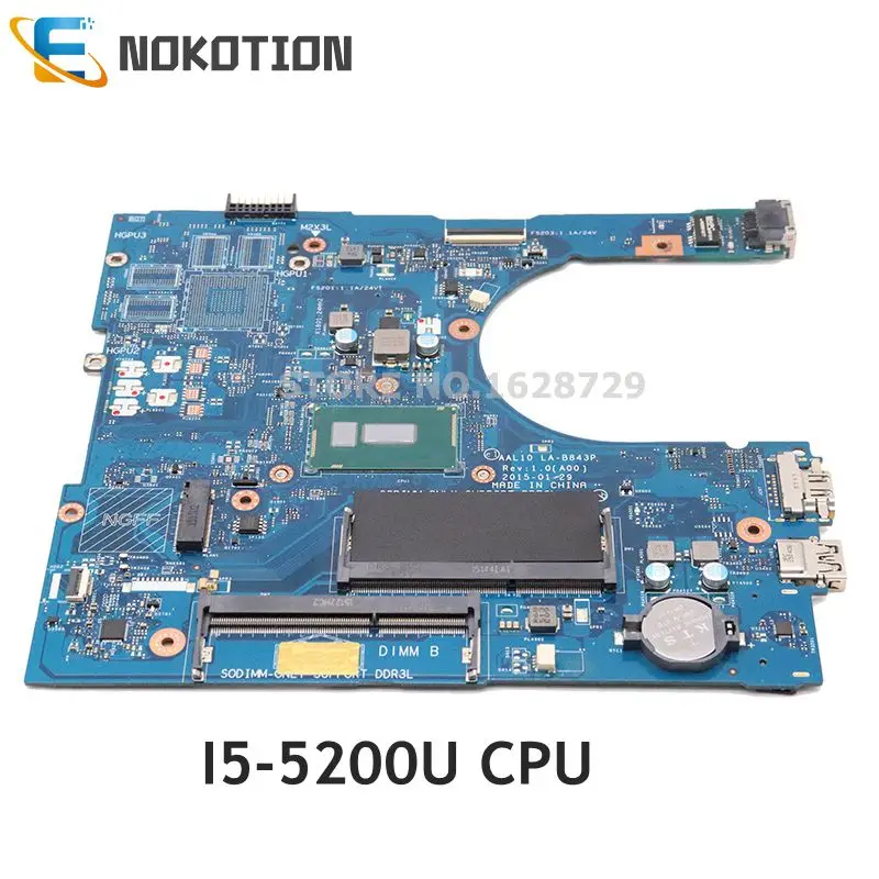 price reduction  NOKOTION For Dell inspiron 5458 5558 5758 laptop motherboard SR23Y I5-5200U CPU CN-0FRV68 0FRV68 AA