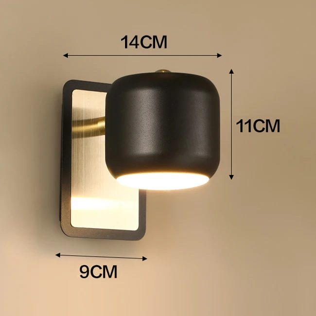 Скандинавский светодиодный настенный светильник с выключателем 5 Вт, современный настенный светильник для помещений, спальни, гостиной, лампы для чтения, декоративный светильник для дома, ing - Цвет абажура: A Black