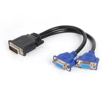 

DVI-I 24+5 Pins Male to 2/TWO Dual VGA Female Monitor Adapter Y-Splitter Cable 15pin VGA Female to Male connector 25 cm/9.84''