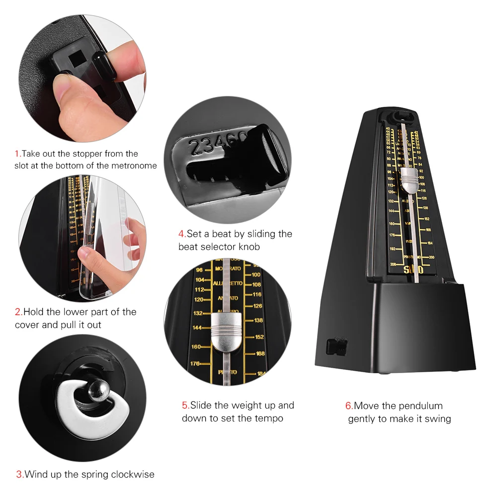 

Standard Universal Mechanical Metronome ABS Material for Guitar Violin Piano Bass Drum Musical Instrument Practice Tool