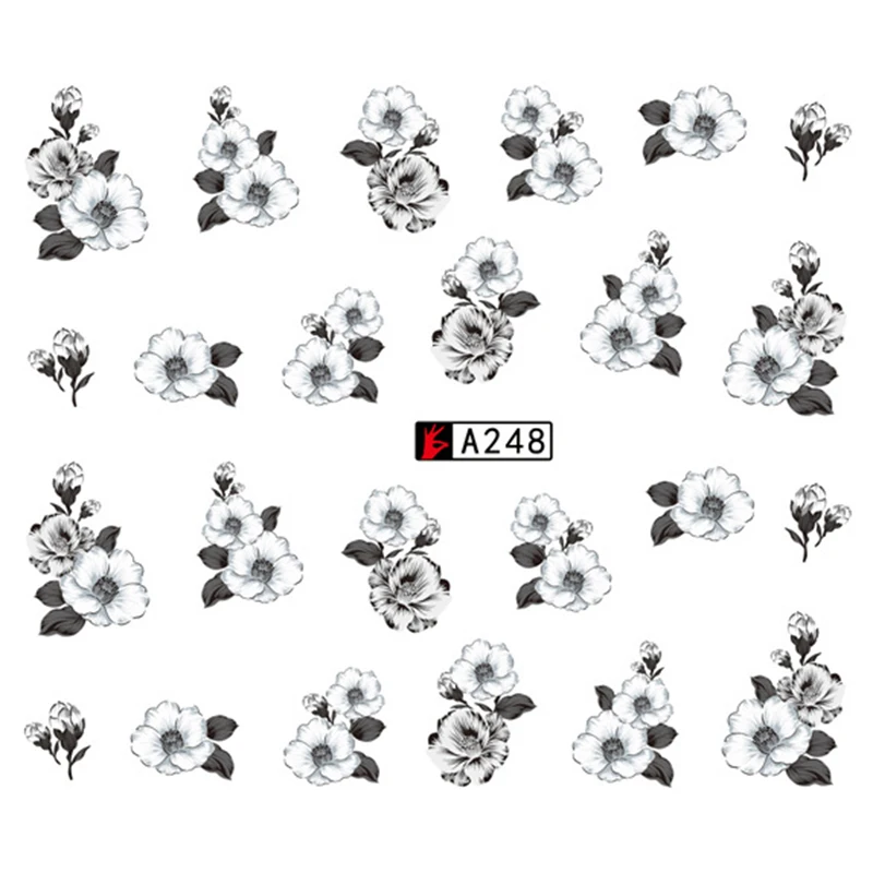 GAM-BELLE 1 шт 12 видов дизайна ногтей черная наклейка переводная наклейка DIY цветок Роза слайдер обертывания ногтей бумага украшения Маникюр