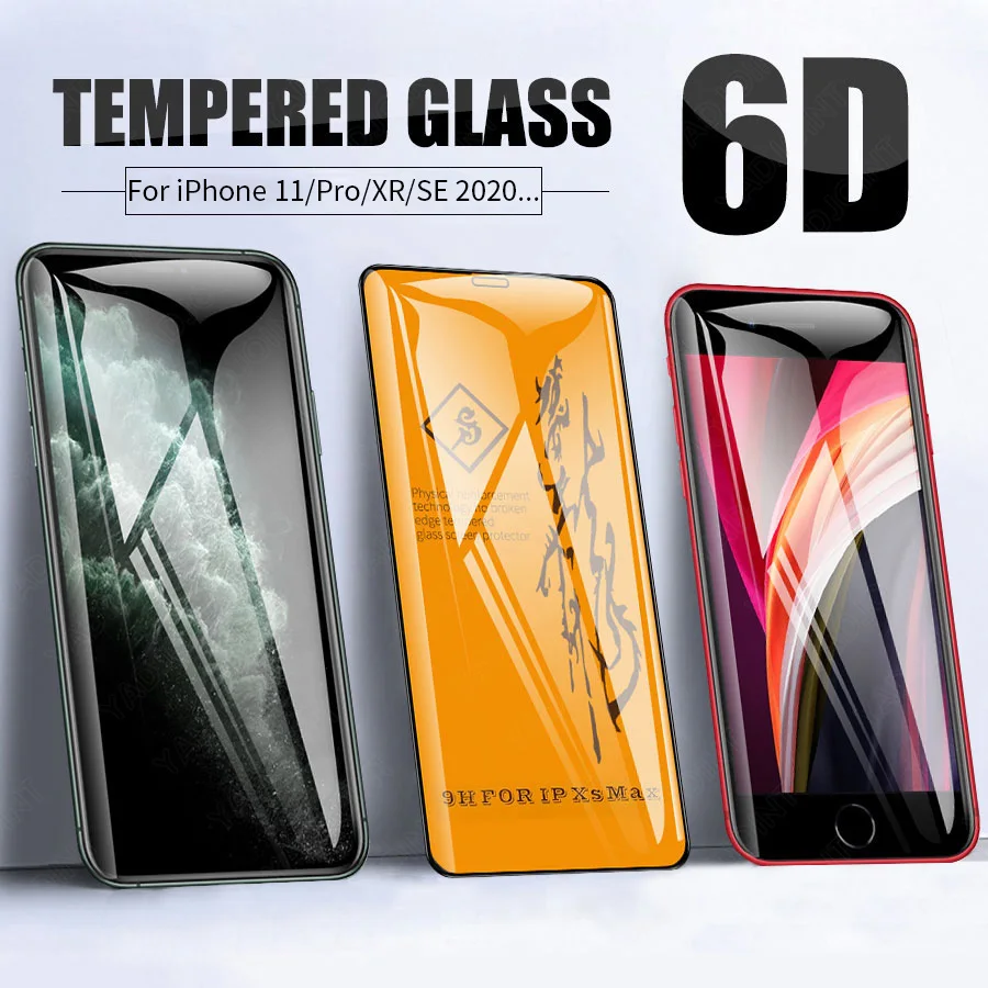Защитное стекло 6D с полным наклеиванием закаленное для iPhone 12 mini 11 Pro XS Max X XR SE 2020 8 7 6