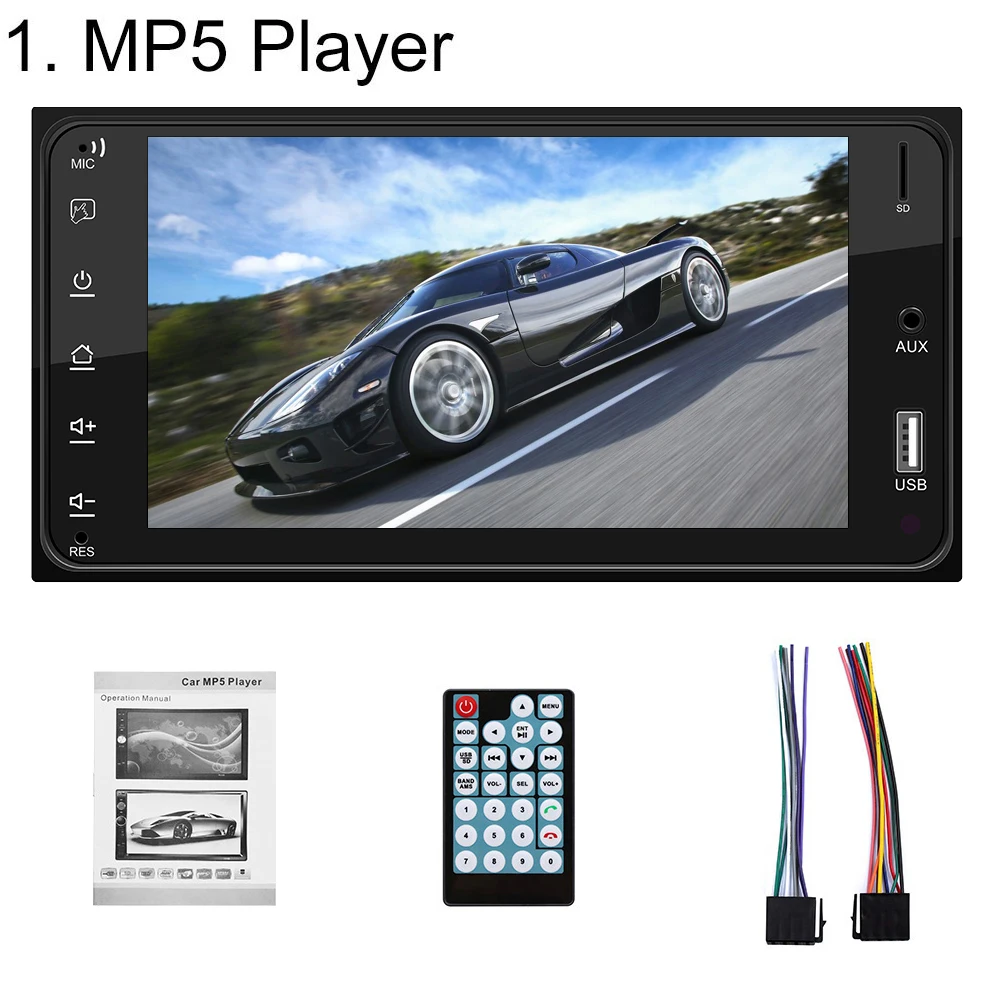 7 дюймов 2 Din автомобильное радио Bluetooth Зеркало Ссылка HD MP5 плеер для T-otito Corolla