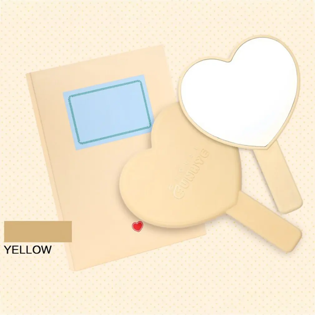

Romantic Cute Girl Heart Heart Shaped Candy Color Makeup Mirror 3 Colors Portable Makeup Mirror Hand Grip