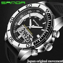 SANDA Luxury Merk мужские спортивные horlogs Dive mannen Horlo светодиодный военный Horloge Mannen Mode Toevallige Elektronica horlogues Hot Klok