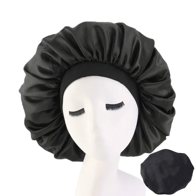 Large Print Satin Silky Bonnet Sleep Cap Width Elastic Band for Women Solid Color Head Wrap Lady Hair Accessories Wholesale style10