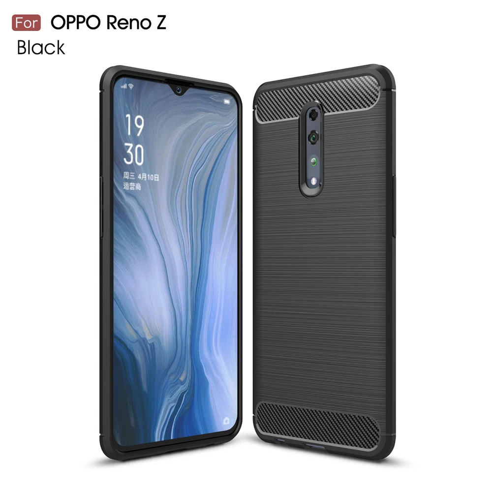 

For Oppo Reno Z Case Ultra Slim Fit Carbon Fiber Brushed Texture Phone Case AntiScratch Shockproof Protective Cover Coque Fundas