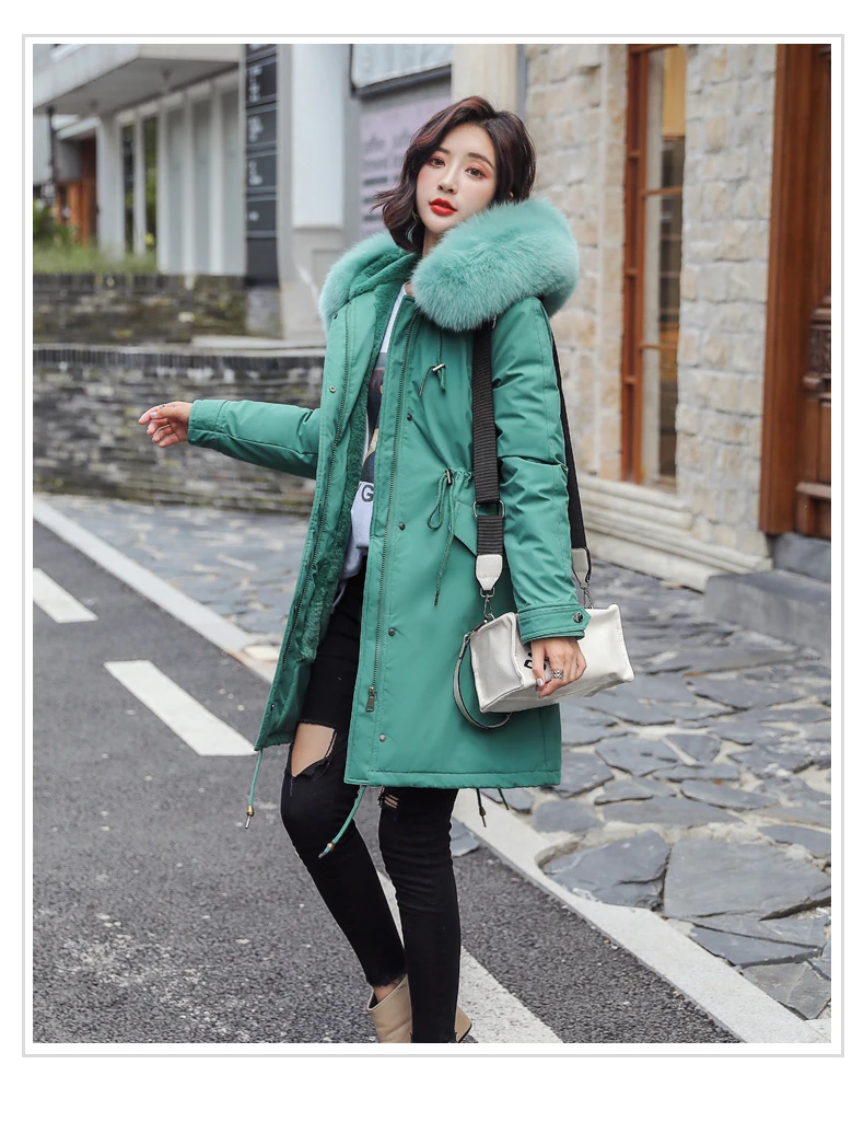 Модное Новое Женское длинное пальто осень зима теплое бархатное плотное пальто из искусственного меха Парка женская однотонная куртка с большим карманом верхняя одежда