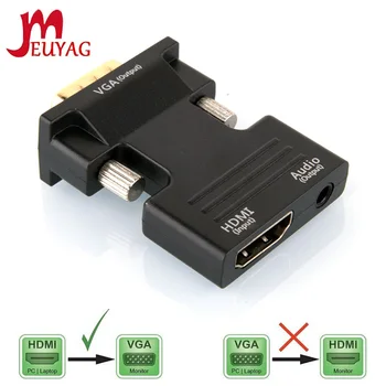 

MEUYAG 1080P HDMI to VGA Female to Male Digital To Analog Audio Video Converter adapter for PC Laptop TV Box Projector